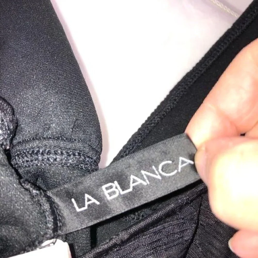 La Blanca Swimsuit Womens Size 8 Vintage Black One Piece Plunging Neckline